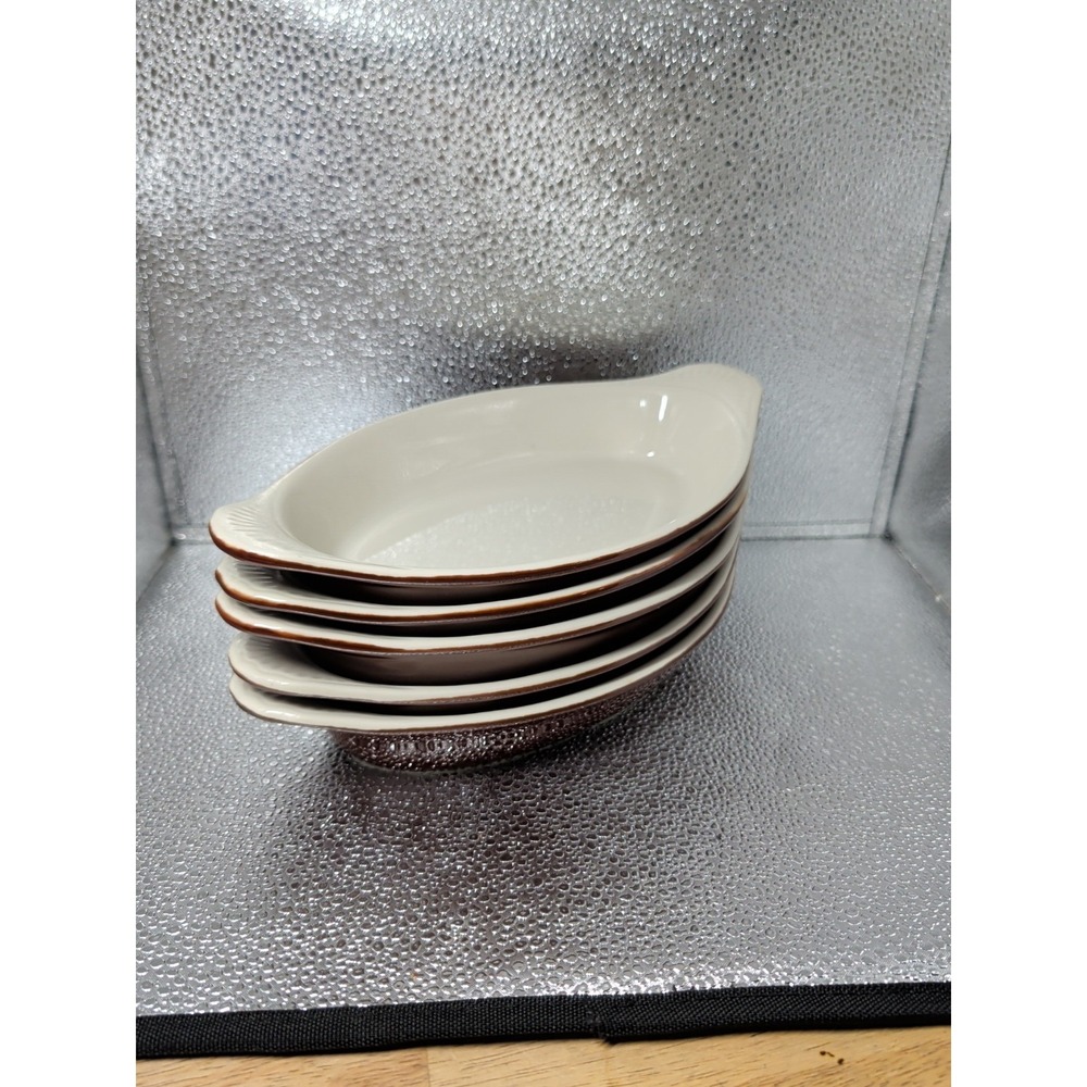 5 Brown Syscoware Individual Baking Au Gratin Casserole  Dish Handles 91342 USA